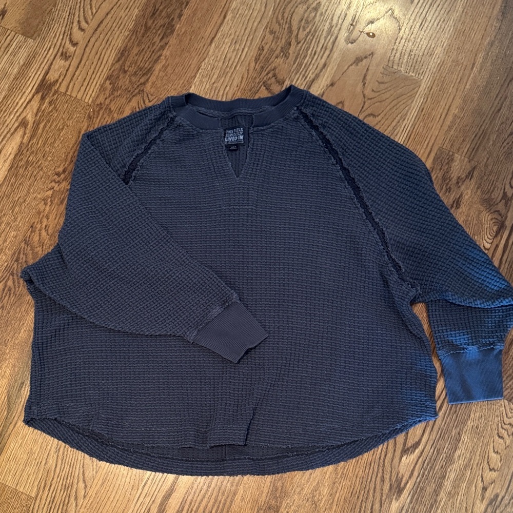 American Eagle Outfitters blue Waffle Knit Sweater